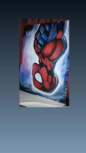 Imagen 1 de 1 de Lienzo De Spider Man, Pintado Con Acrílicos, Mide 70cmx50cm