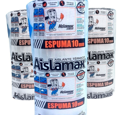 Aislante Termico Simple 10mm + Solapa Con Pegamento (20mts)