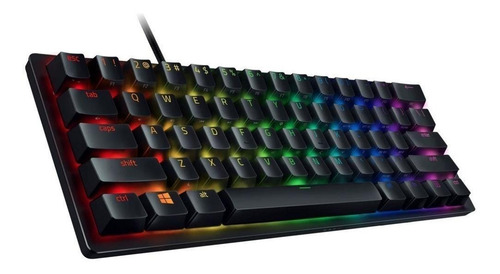 Imagen 3 de 3 de Teclado gamer Razer Huntsman Mini QWERTY Razer Purple inglés US color negro con luz RGB