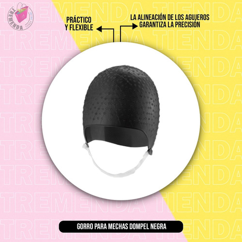 Imagen 3 de 8 de Gorra De Silicona Para Mechas Y Reflejos Dompel Color Negro