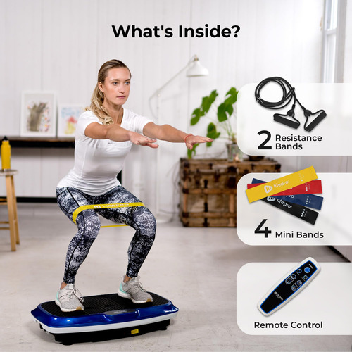 Lifepro Máquina De Ejercicio Con Placa De Vibración, Plataforma De Entrenamiento De Cuerpo Entero Con Bandas De Bucle, Equipo De Entrenamiento En Casa, Control Remoto, Correas De Equilibrio, Videos Y