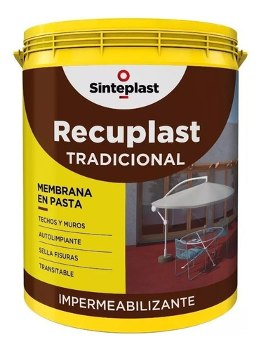 Recuplast Tradicional Membrana Pasta Imperm Techos/muros 4lt Acabado Satinado Color Teja