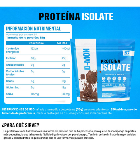 Proteína Whey Hidrolizada Isolate D-mon Blue 2.2kg Bolsa