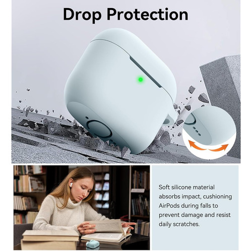 Funda Para AirPods 4 Generacion Silicon Verde Con Cordon
