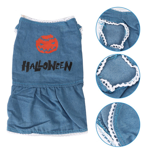 Hermoso Disfraz De Algodón Azul Con Estampado De Calabaza