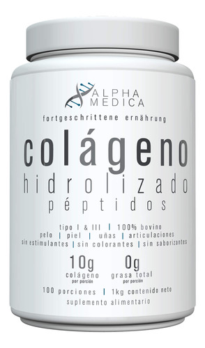Alpha Medica Péptidos De Colágeno Hidrolizado 1kg 100sv
