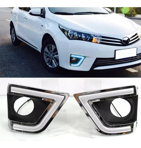 Luz Led C/ Moldura L/r Com Seta E Drl Para Corolla 15 Ao 17
