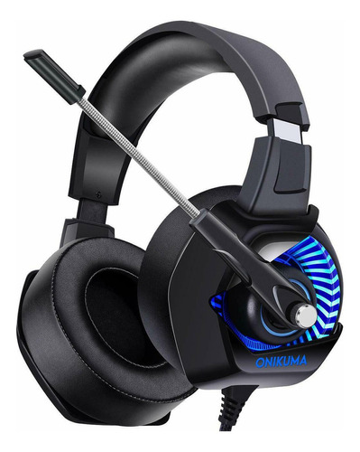 Fone De Ouvido Headset Gamer Onikuma K6 Preto/azul Cor Preto Cor Da Luz Azul