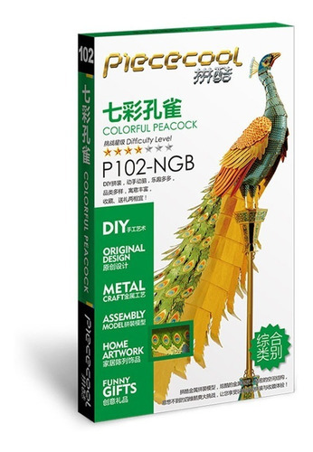 Rompecabezas Metálico 3d Pavo Real Piececool