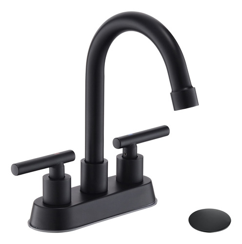 Grifo Baño Negro Lavabo 2 Asa Juego Central 4 