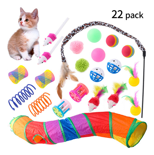 Juego De Juguetes For Gatos, 21 Piezas, Combinación De