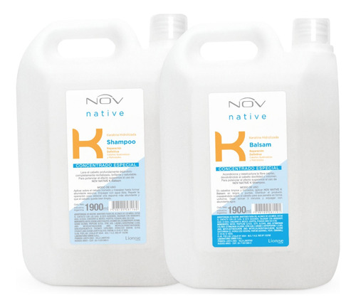 Shampoo Y Acond Keratina Hidrolizada Nov Native 1900ml
