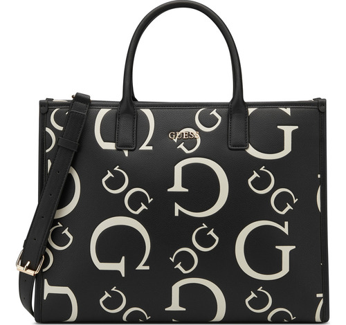 Bolsa Guess Factory Bg958022-bml Acabado de los herrajes Níquel Color Negro Correa de hombro Negro Diseño de la tela Lisa