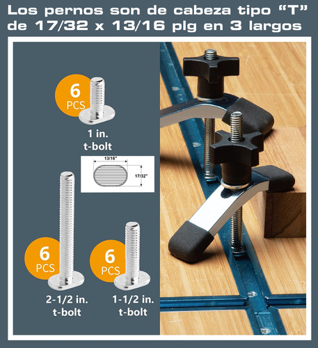 Set 46pz Manijas Y Pernos Fijación T Tracks Mesas De Trabajo