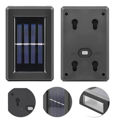  Foco Luz Aplique Solar Led Para Pared Exterior Luz Fria