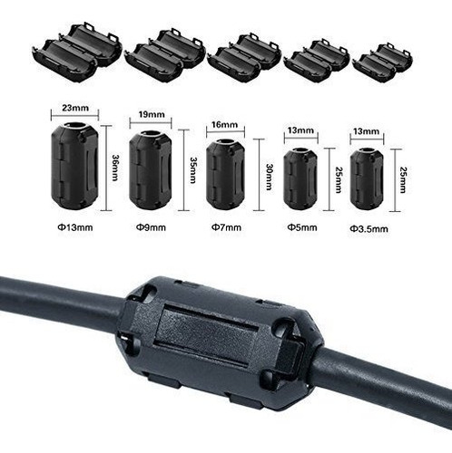 26 pcs Nucleo Ferrita   emi Rfi Filtro Ruido Clip Para