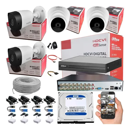 comprar Cámaras De Seguridad Kit 1080p Dahua Dvr 16 Ch+4 Cámaras