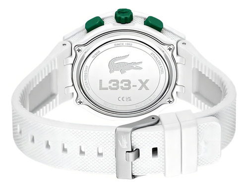 Reloj Lacoste Hombre Lc33 Multifuncion 2011364 Malla Blanco Bisel Blanco Fondo Blanco