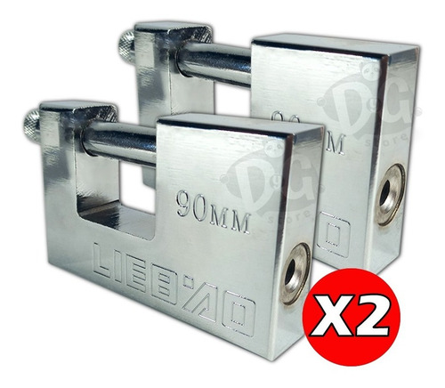 Imagen 1 de 4 de Candado Acero Macizo 90mm Pack X 2 Traba Horizontal 3 Llaves