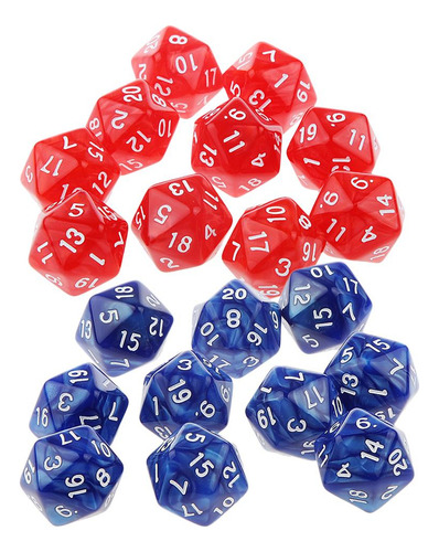 20piece Twenty Sided D20 Para Jugar Rpg Party Rojo Y Azul