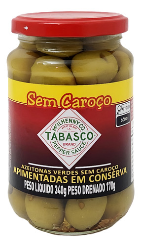 Azeitona Tabasco Em Conserva Apimentada Sem Caroço 170g