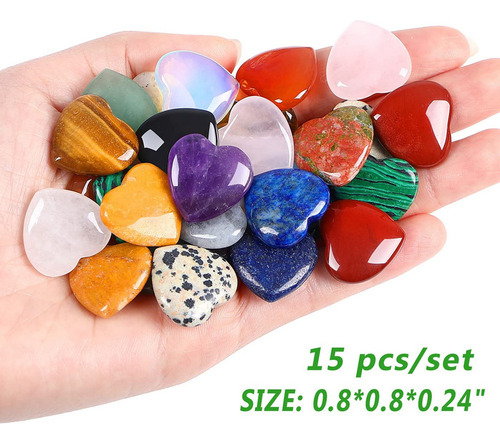 Juego De 15 Piezas Con Forma De Corazón De Cuarzo Transparen