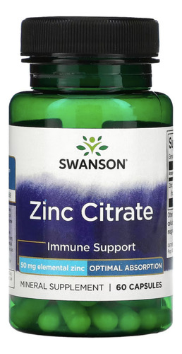 Citrato De Zinc Swanson 50mg 60caps Max Inmunidad