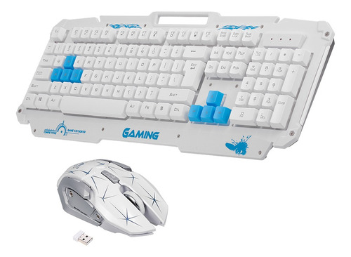 Teclado Sem Fio E Mouse Combo 2.4g Painel De Metal Teclado