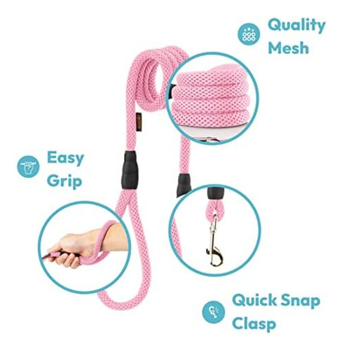 Gooby Mesh Leash - Red, 4 Ft - Correa De Malla Transpirable