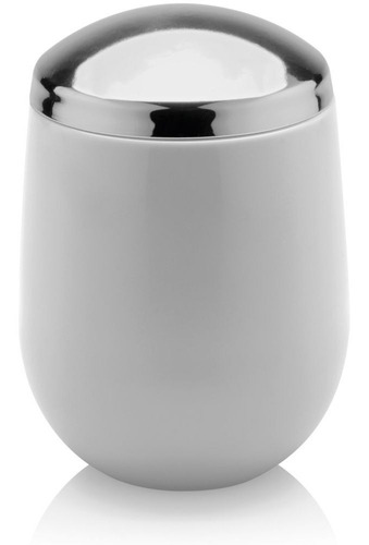 Dispenser Para Algodão Tampa Cromada Luxo Belly Branco