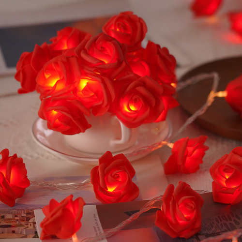 Blanco Y Rosa Roja, 2 M 10 Luces, [batería Normalmente Encen