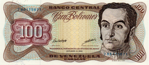 Billete 100 Bolívares 13 De Octubre 1998 Serial J8