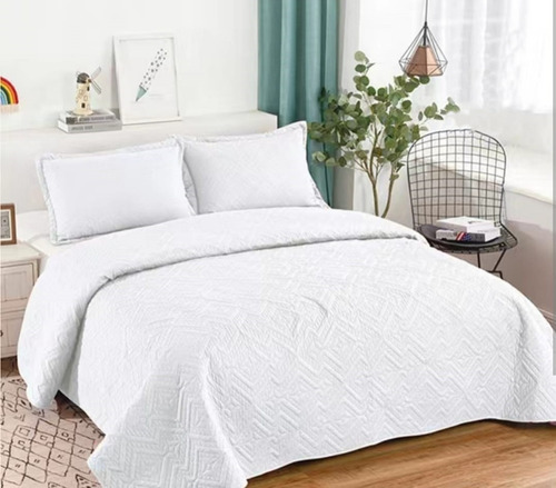 Cubrecama Quilt De Verano 2 Plazas Lisos Color Blanco