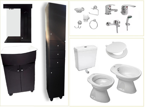 Combo Baño Completo Griferias Inodoro Vanitory C45 P