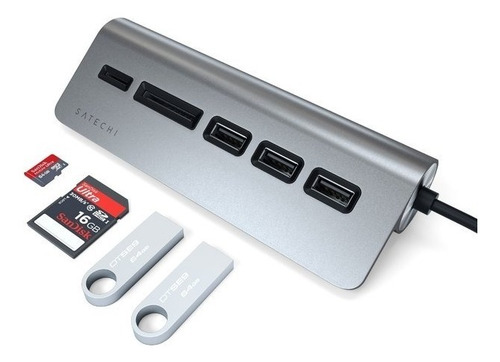 Hub Adaptador Aluminio Usb-c A Usb 3.0/lector De Tarjetas Or