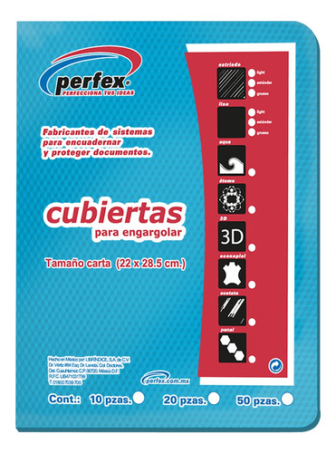 Perfex Cubierta/encuadernar Diamante Azul Claro T/c 50 Pzas