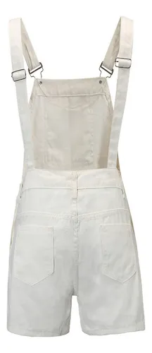 Overol De Mezclila Mujer Short Moda Simple Multibolsillos
