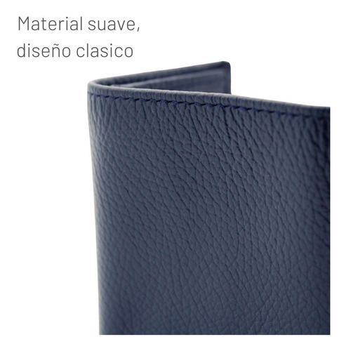 Cartera Billetera Piel Cuero Caballero Casual Triple Color Azul
