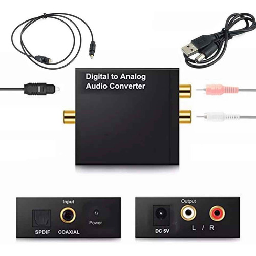 Conertidor De Audio Optico A Rca + Cable Toslink 1m + Usb Ac