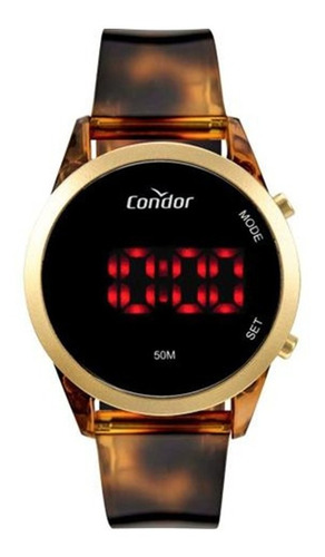 Relógio Feminino Digital Condor Cojhs31bai/8s - Marrom Cor do fundo Preto