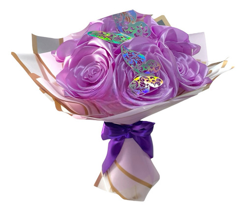 Mini Ramos Buchones De 7 Rosas Eternas Lila