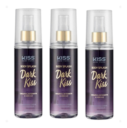 Kit Body Splash Kiss New York Dark Kiss Bs07b Com 3 200ml