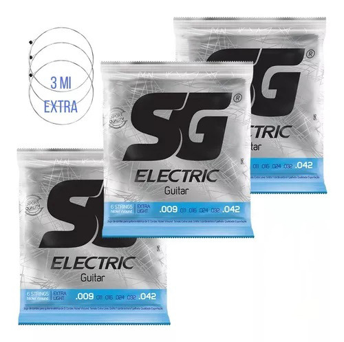 Encordoamento Sg Cordas 009 Para Guitarra - Kit Com 3 Jogos