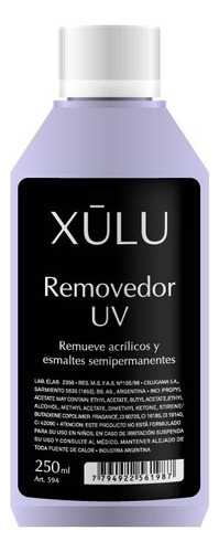 Removedor Esmalte Semipermanente Uñas Esculpidas Xúlu 250cc Color Violeta Traslucido