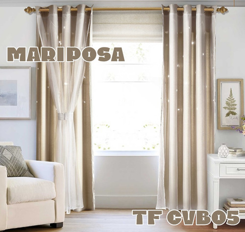 Cortinas Romantica Con Visillo 2 Paños Mariposa 230x140cm