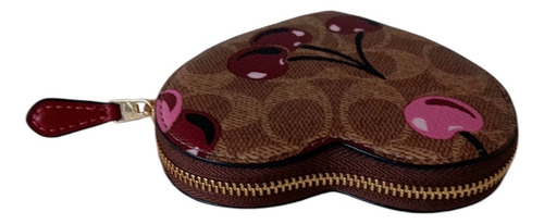 Monedero Corazón Coach Cerezas Monogram Signature Original Marrón Monogram/cerezas