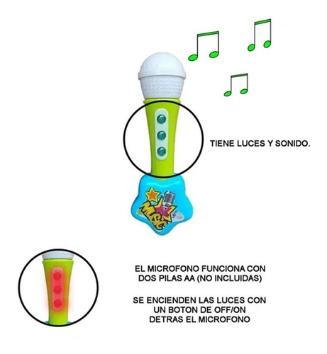 Microfono Infantil De Mano Con Luces Y Sonido Musical Niños