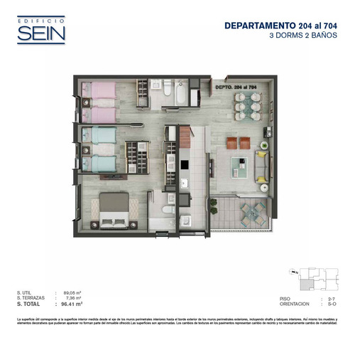 Edificio Sein - Depto. 3 Dorm + 2 Baños + 2 Est. + 1 Bod.