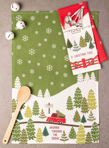 Juego De 2 Toallas Decorativas De Algodón Diseño Navideño