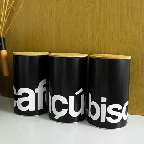 Conjunto Latas Pote Para Mantimentos 1,1 L Em Metal 3